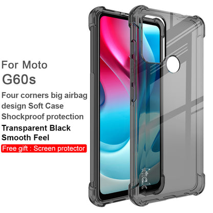 IMAK Transparent Airbag Scratch-Resistant TPU Soft Skin Protective Case with Screen Protector for Motorola Moto G60S