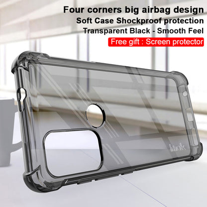 IMAK Transparent Airbag Scratch-Resistant TPU Soft Skin Protective Case with Screen Protector for Motorola Moto G60S