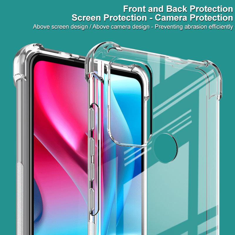 IMAK Transparent Airbag Scratch-Resistant TPU Soft Skin Protective Case with Screen Protector for Motorola Moto G60S