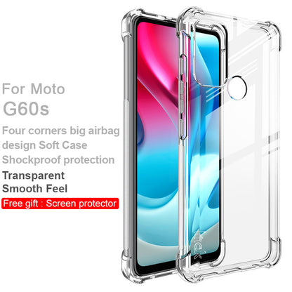 IMAK Transparent Airbag Scratch-Resistant TPU Soft Skin Protective Case with Screen Protector for Motorola Moto G60S