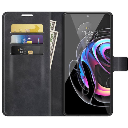 Magnetic Clasp Leather Wallet Stand Phone Protective Flip Cover Case for Motorola Edge 20 Lite 5G