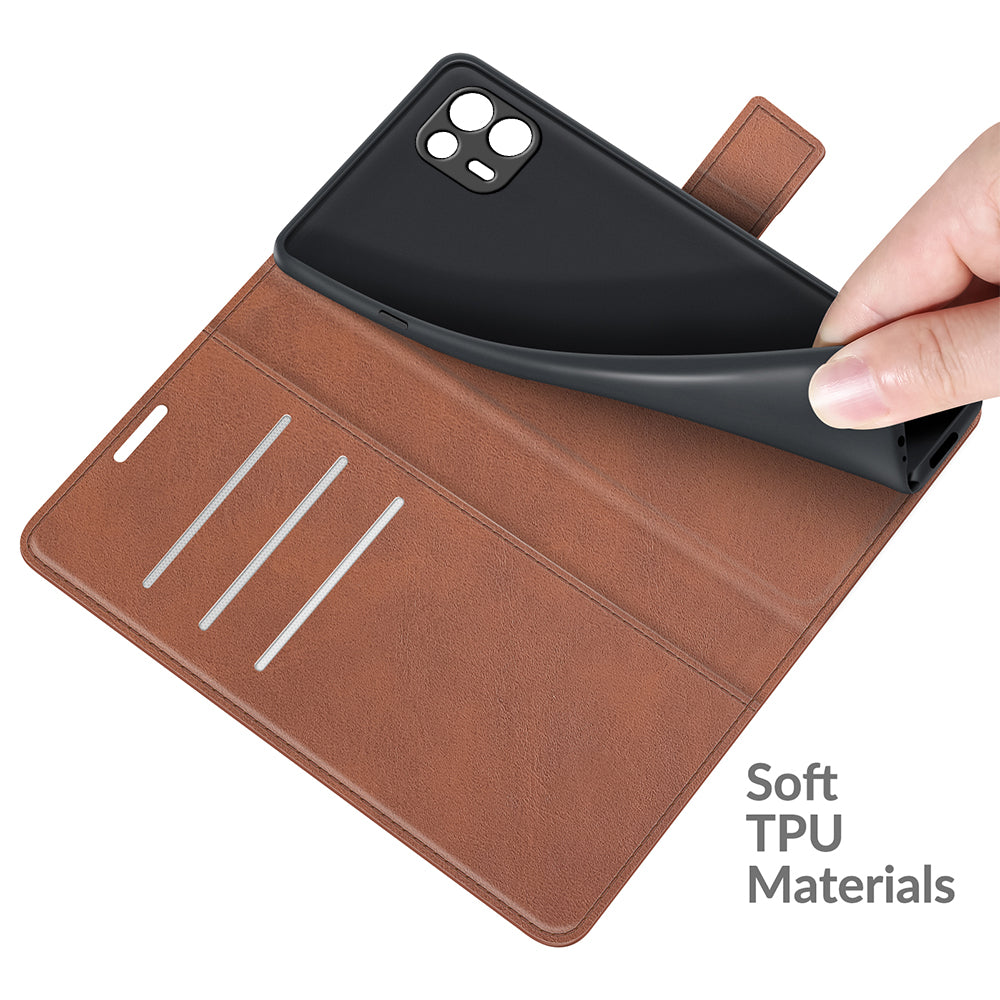 Magnetic Clasp Leather Wallet Stand Phone Protective Flip Cover Case for Motorola Edge 20 Lite 5G