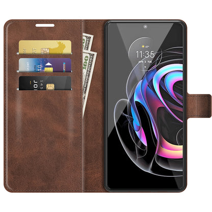 Magnetic Clasp Leather Wallet Stand Phone Protective Flip Cover Case for Motorola Edge 20 Lite 5G