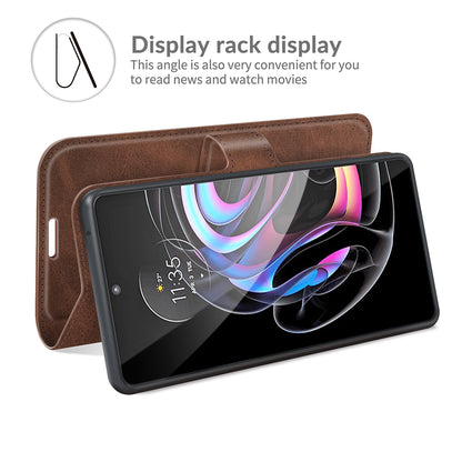 Magnetic Clasp Leather Wallet Stand Phone Protective Flip Cover Case for Motorola Edge 20 Lite 5G