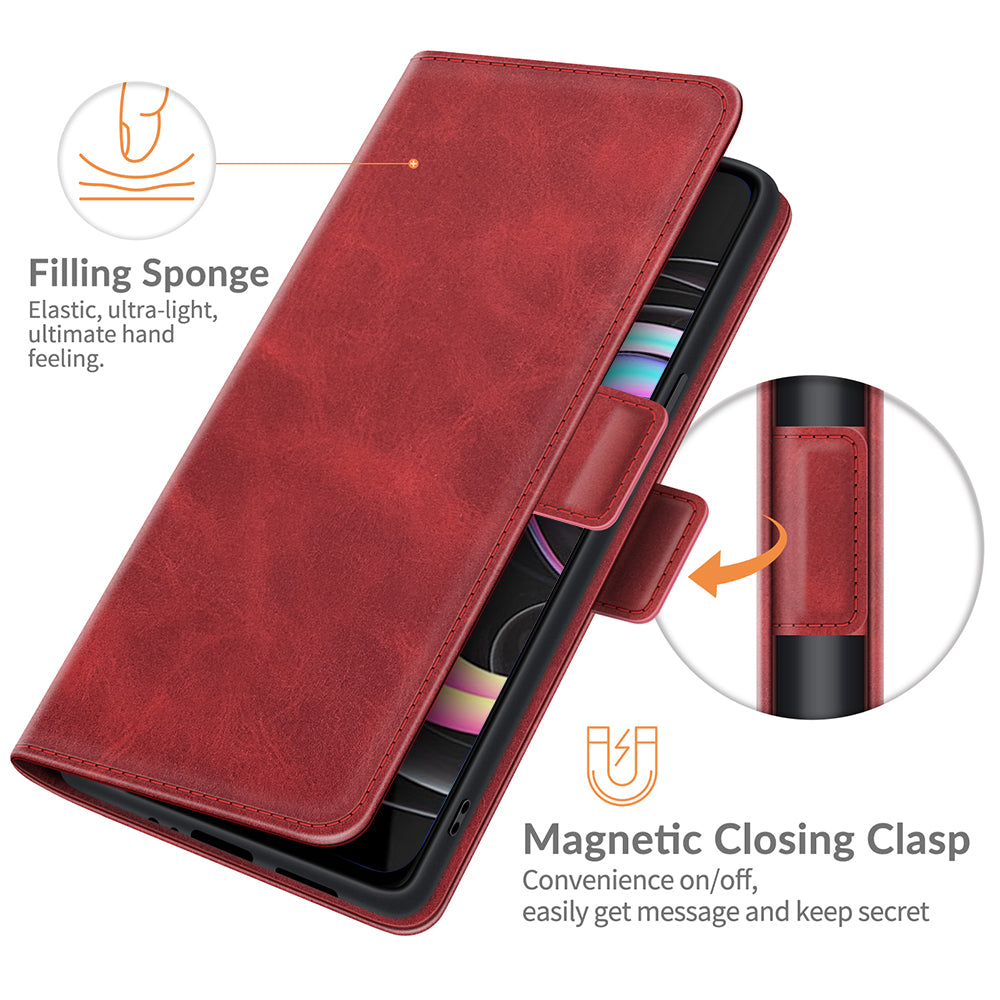 Magnetic Double Clasp PU Leather Phone Case Shell with Wallet Stand Design for Motorola Edge 20 Lite 5G