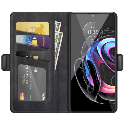 Magnetic Double Clasp PU Leather Phone Case Shell with Wallet Stand Design for Motorola Edge 20 Lite 5G