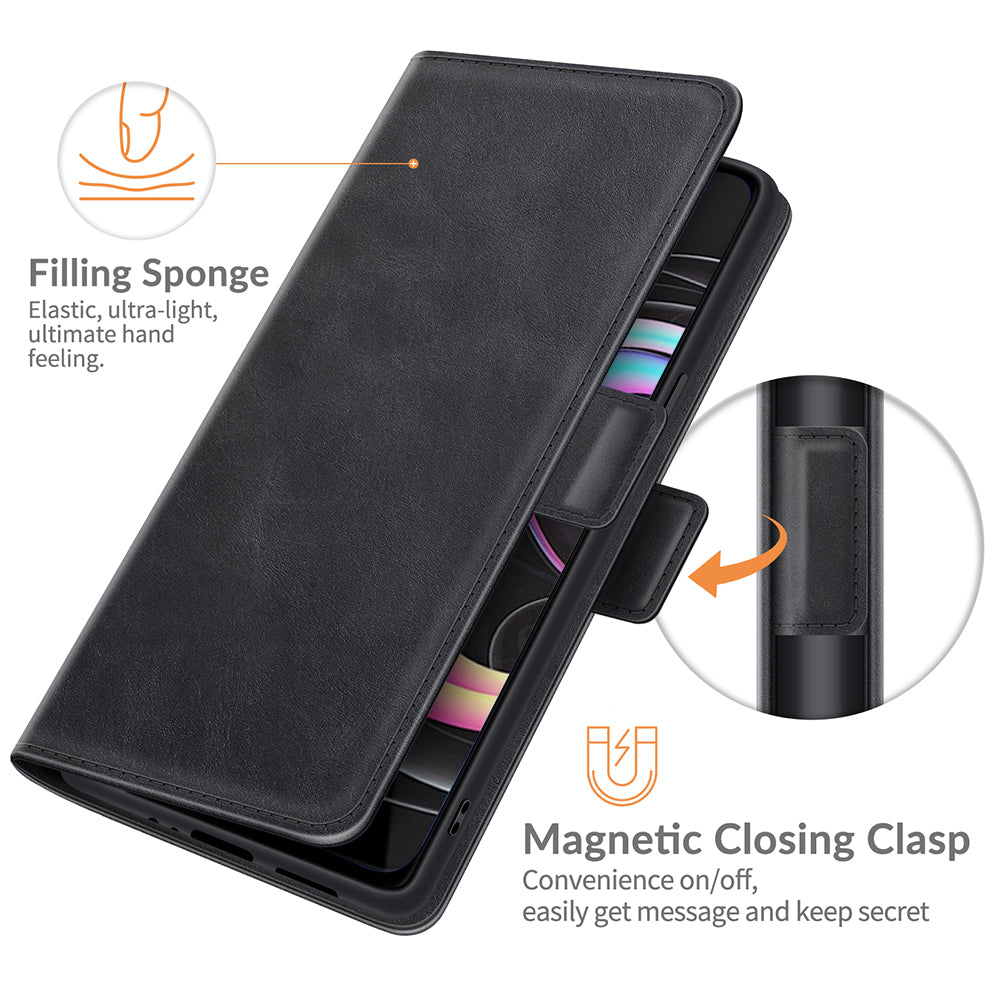 Magnetic Double Clasp PU Leather Phone Case Shell with Wallet Stand Design for Motorola Edge 20 Lite 5G