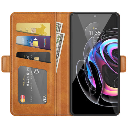 Magnetic Double Clasp PU Leather Phone Case Shell with Wallet Stand Design for Motorola Edge 20 Lite 5G