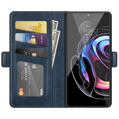 Magnetic Double Clasp PU Leather Phone Case Shell with Wallet Stand Design for Motorola Edge 20 Lite 5G