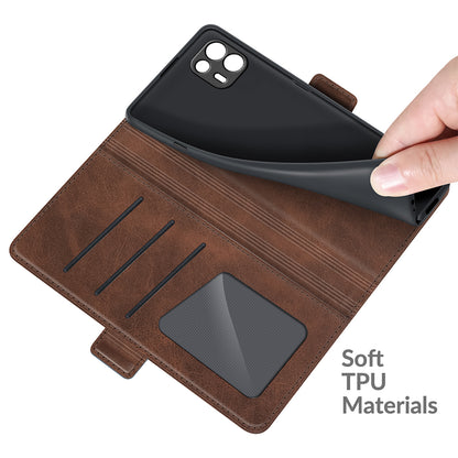 Magnetic Double Clasp PU Leather Phone Case Shell with Wallet Stand Design for Motorola Edge 20 Lite 5G