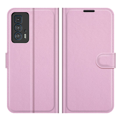 Litchi Skin Leather Phone Protective Shell Case with Wallet Stand for Motorola Edge 20 Pro 5G