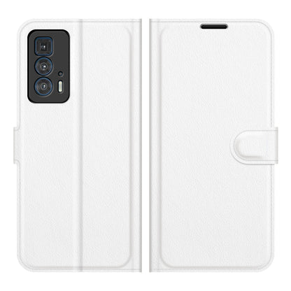 Litchi Skin Leather Phone Protective Shell Case with Wallet Stand for Motorola Edge 20 Pro 5G