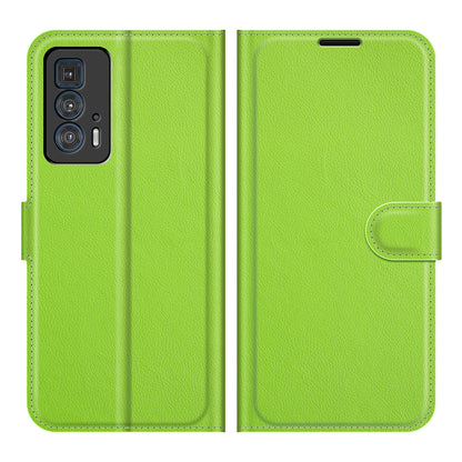 Litchi Skin Leather Phone Protective Shell Case with Wallet Stand for Motorola Edge 20 Pro 5G