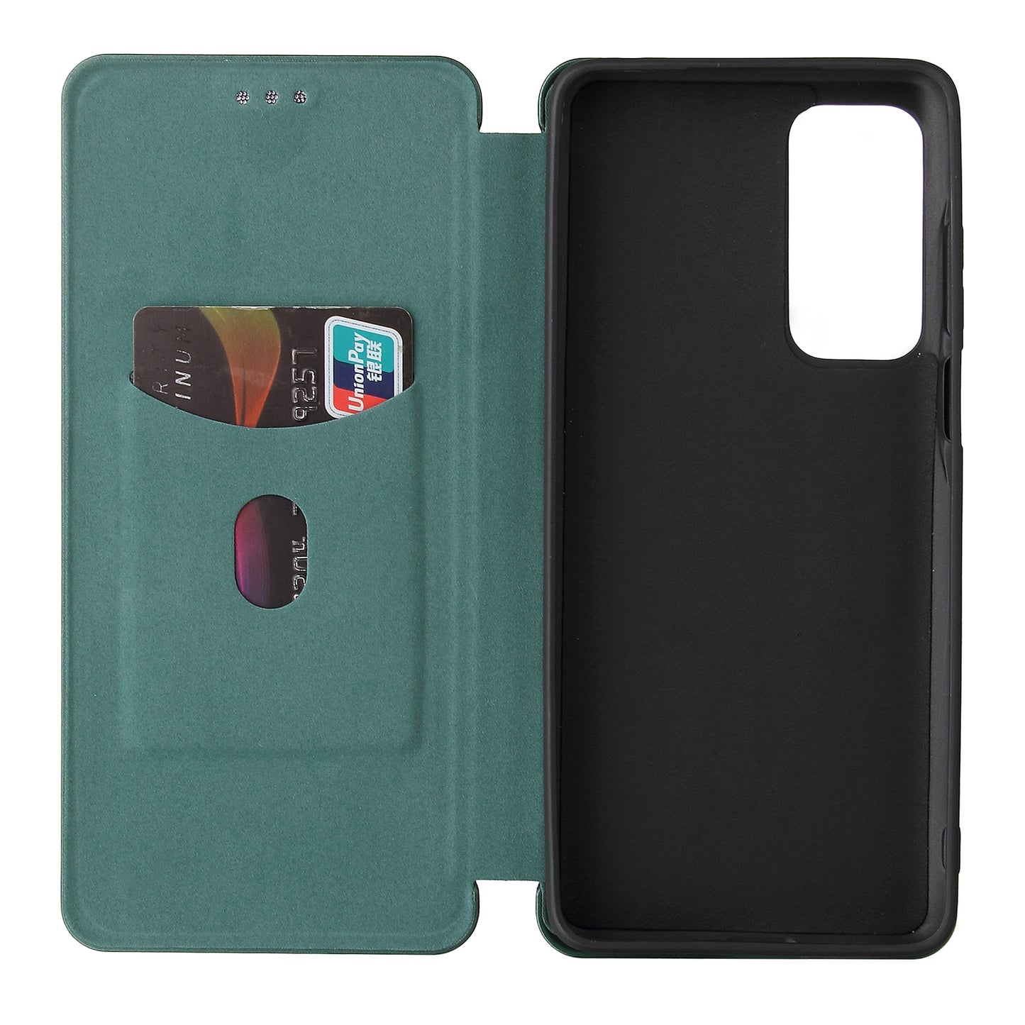 Carbon Fiber Texture Leather Automatic Absorption Case with Card Slot and Ring Strap for Motorola Moto G60S