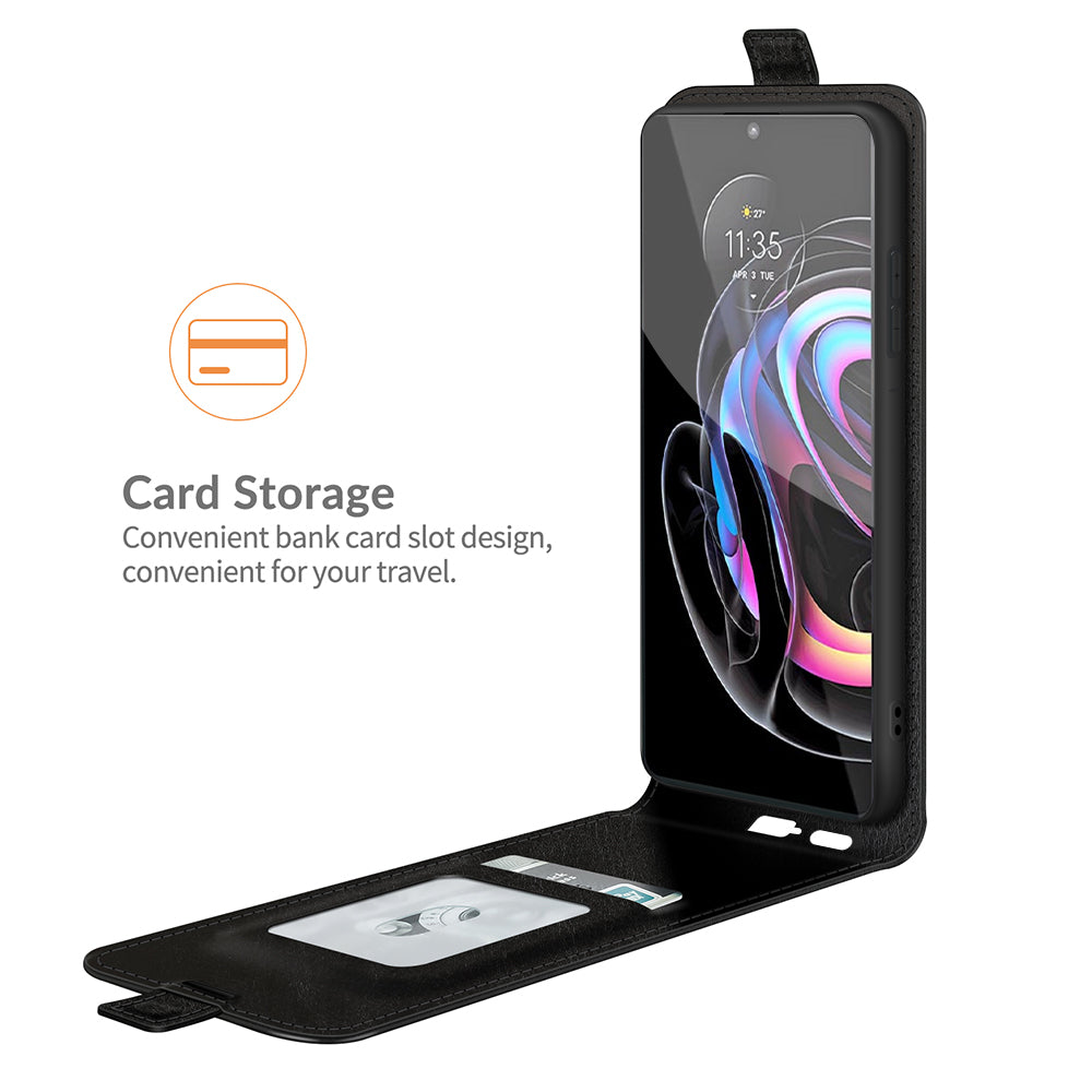 Single Card Holder Drop-Resistant Crazy Horse Vertical Flip Leather Case for Motorola Edge 20 Pro