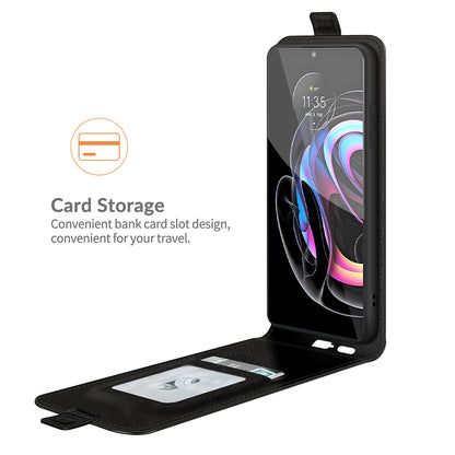 Single Card Holder Drop-Resistant Crazy Horse Vertical Flip Leather Case for Motorola Edge 20 Pro