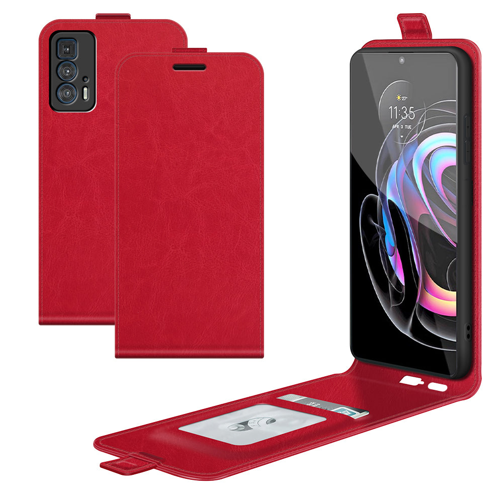 Single Card Holder Drop-Resistant Crazy Horse Vertical Flip Leather Case for Motorola Edge 20 Pro