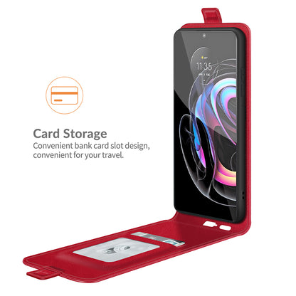 Single Card Holder Drop-Resistant Crazy Horse Vertical Flip Leather Case for Motorola Edge 20 Pro