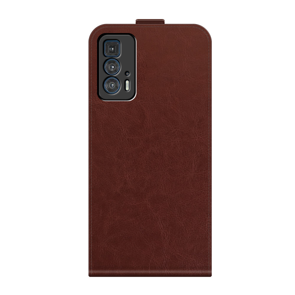 Single Card Holder Drop-Resistant Crazy Horse Vertical Flip Leather Case for Motorola Edge 20 Pro