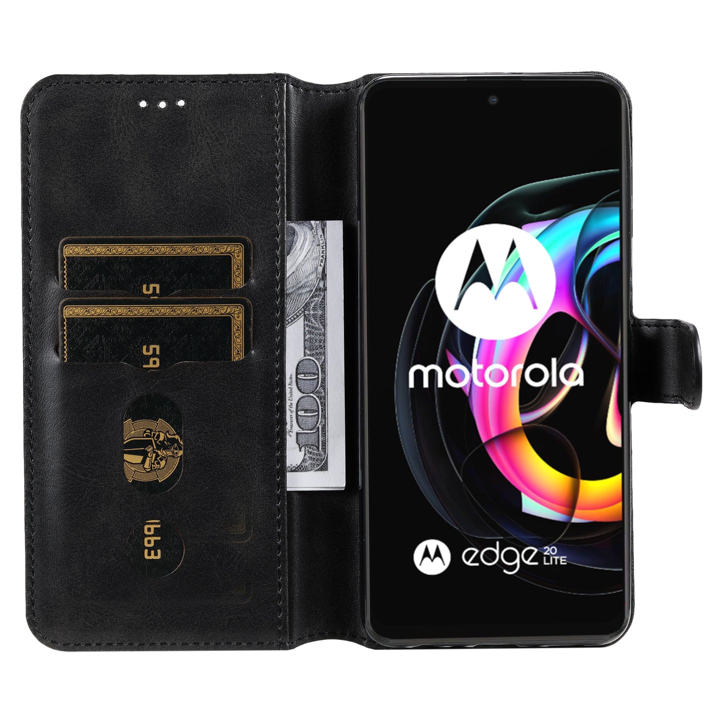 Anti Drop Shock-Resistant Full Protection PU Leather Wallet Stand Phone Cover Case for Motorola Edge 20 Lite