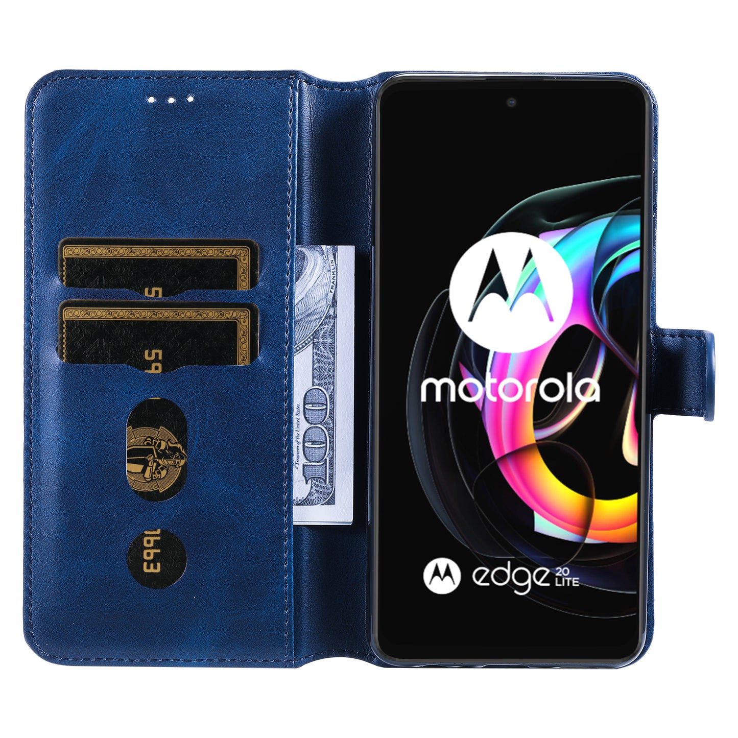 Anti Drop Shock-Resistant Full Protection PU Leather Wallet Stand Phone Cover Case for Motorola Edge 20 Lite