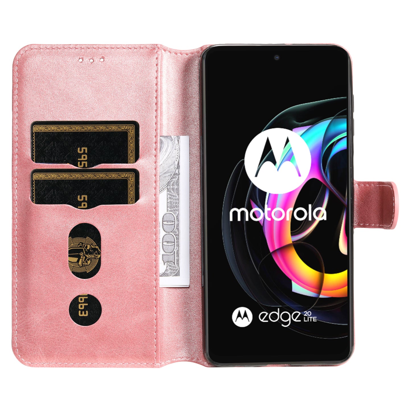 Anti Drop Shock-Resistant Full Protection PU Leather Wallet Stand Phone Cover Case for Motorola Edge 20 Lite