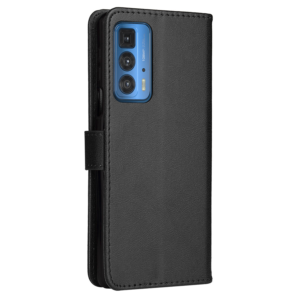 Wallet Stand Design KT Leather Series-2 Solid Color Anti-Scratch TPU+PU Leather Phone Case with Wrist Strap for Motorola Edge 20 Pro