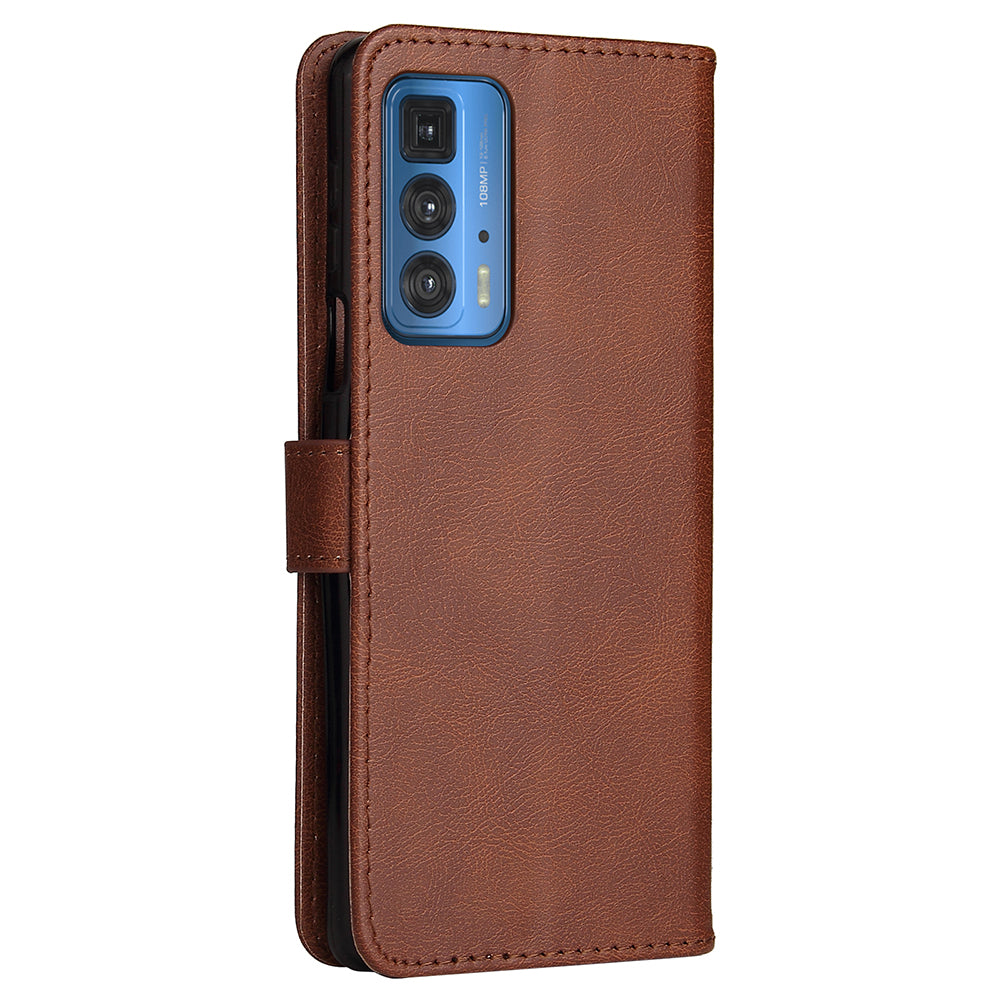 Wallet Stand Design KT Leather Series-2 Solid Color Anti-Scratch TPU+PU Leather Phone Case with Wrist Strap for Motorola Edge 20 Pro