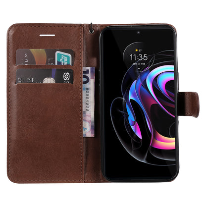 Wallet Stand Design KT Leather Series-2 Solid Color Anti-Scratch TPU+PU Leather Phone Case with Wrist Strap for Motorola Edge 20 Pro