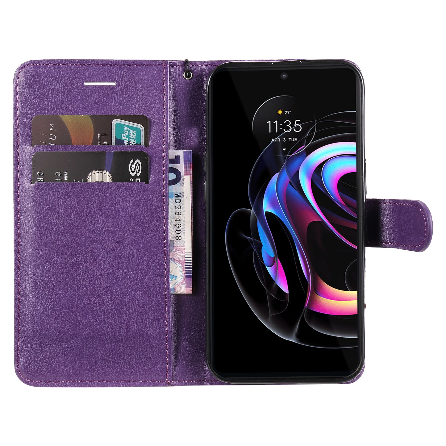 Wallet Stand Design KT Leather Series-2 Solid Color Anti-Scratch TPU+PU Leather Phone Case with Wrist Strap for Motorola Edge 20 Pro