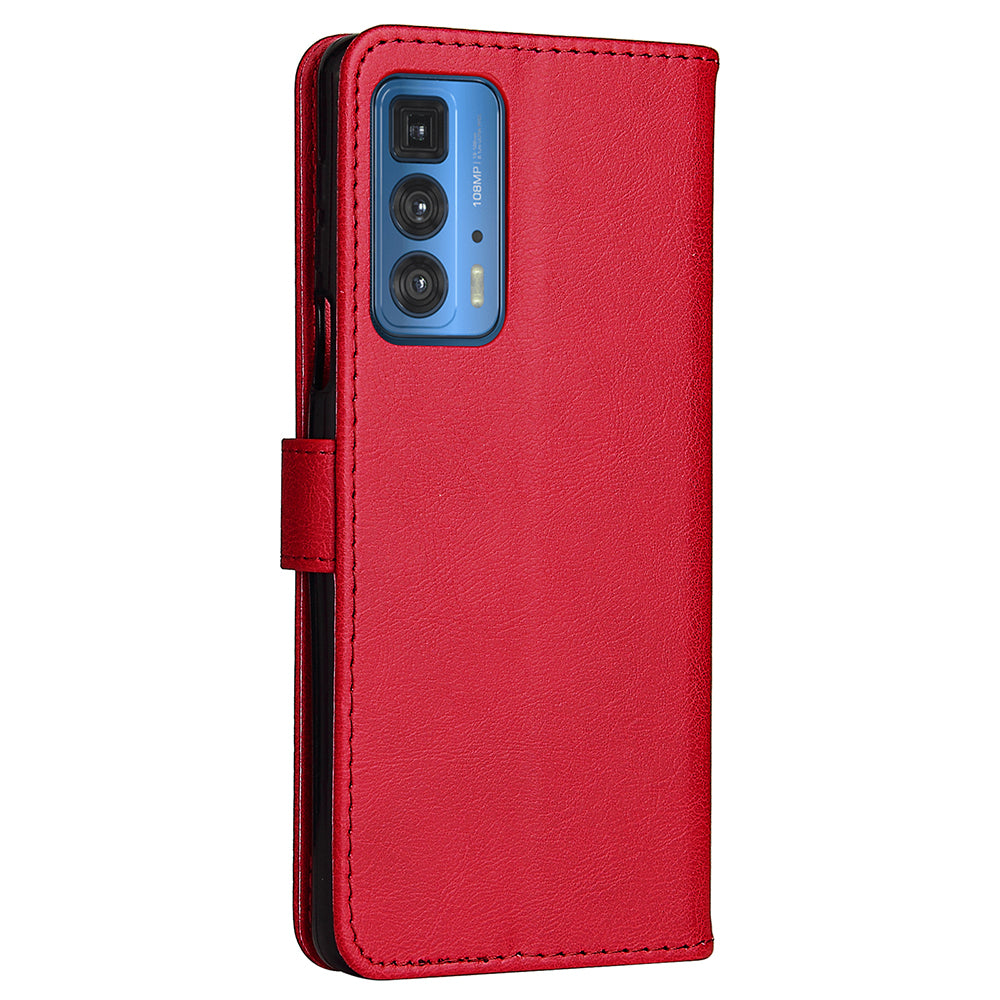 Wallet Stand Design KT Leather Series-2 Solid Color Anti-Scratch TPU+PU Leather Phone Case with Wrist Strap for Motorola Edge 20 Pro