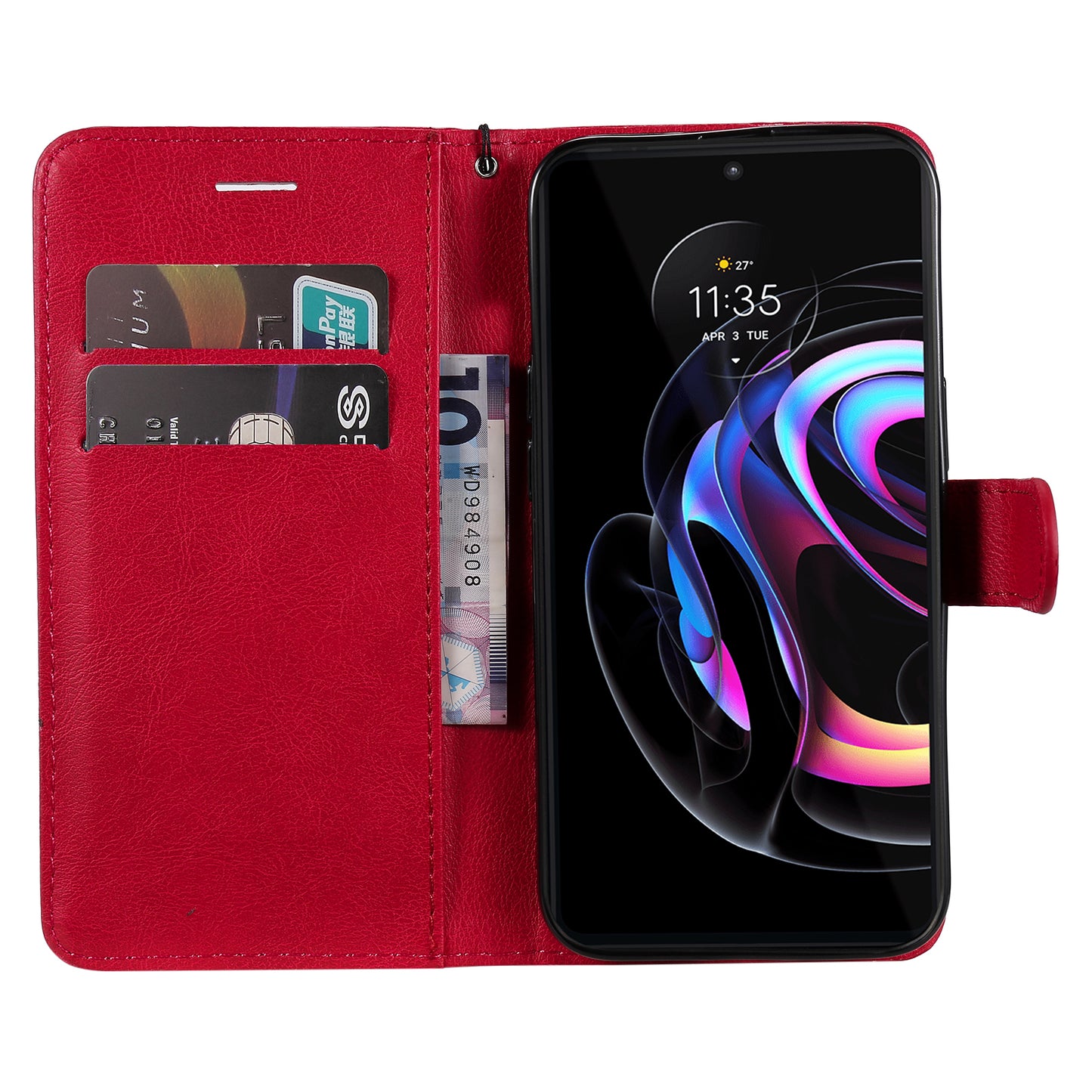 Wallet Stand Design KT Leather Series-2 Solid Color Anti-Scratch TPU+PU Leather Phone Case with Wrist Strap for Motorola Edge 20 Pro