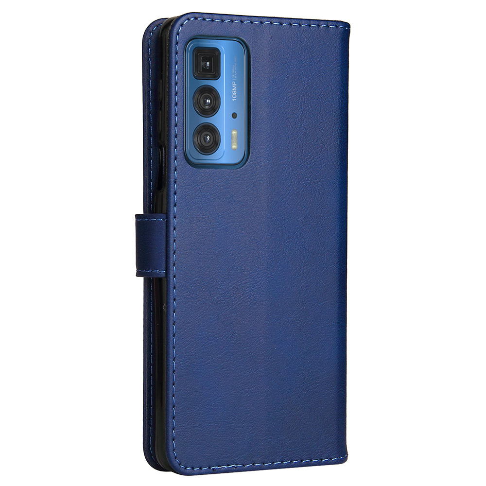 Wallet Stand Design KT Leather Series-2 Solid Color Anti-Scratch TPU+PU Leather Phone Case with Wrist Strap for Motorola Edge 20 Pro