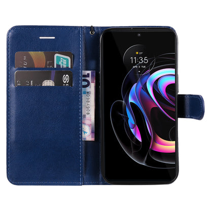 Wallet Stand Design KT Leather Series-2 Solid Color Anti-Scratch TPU+PU Leather Phone Case with Wrist Strap for Motorola Edge 20 Pro