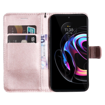 Wallet Stand Design KT Leather Series-2 Solid Color Anti-Scratch TPU+PU Leather Phone Case with Wrist Strap for Motorola Edge 20 Pro