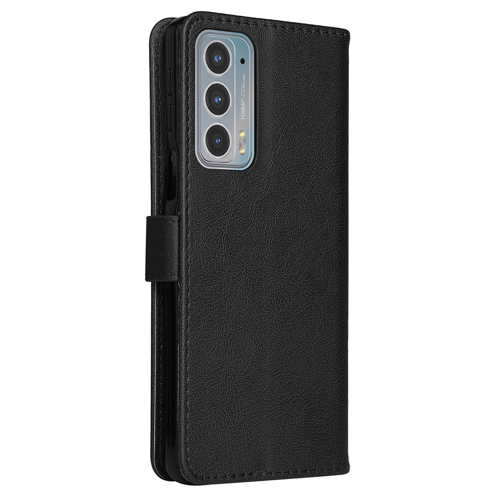 KT Leather Series-2 Shockproof PU Leather Case Phone Protective Cover with Wallet Stand for Motorola Edge 20