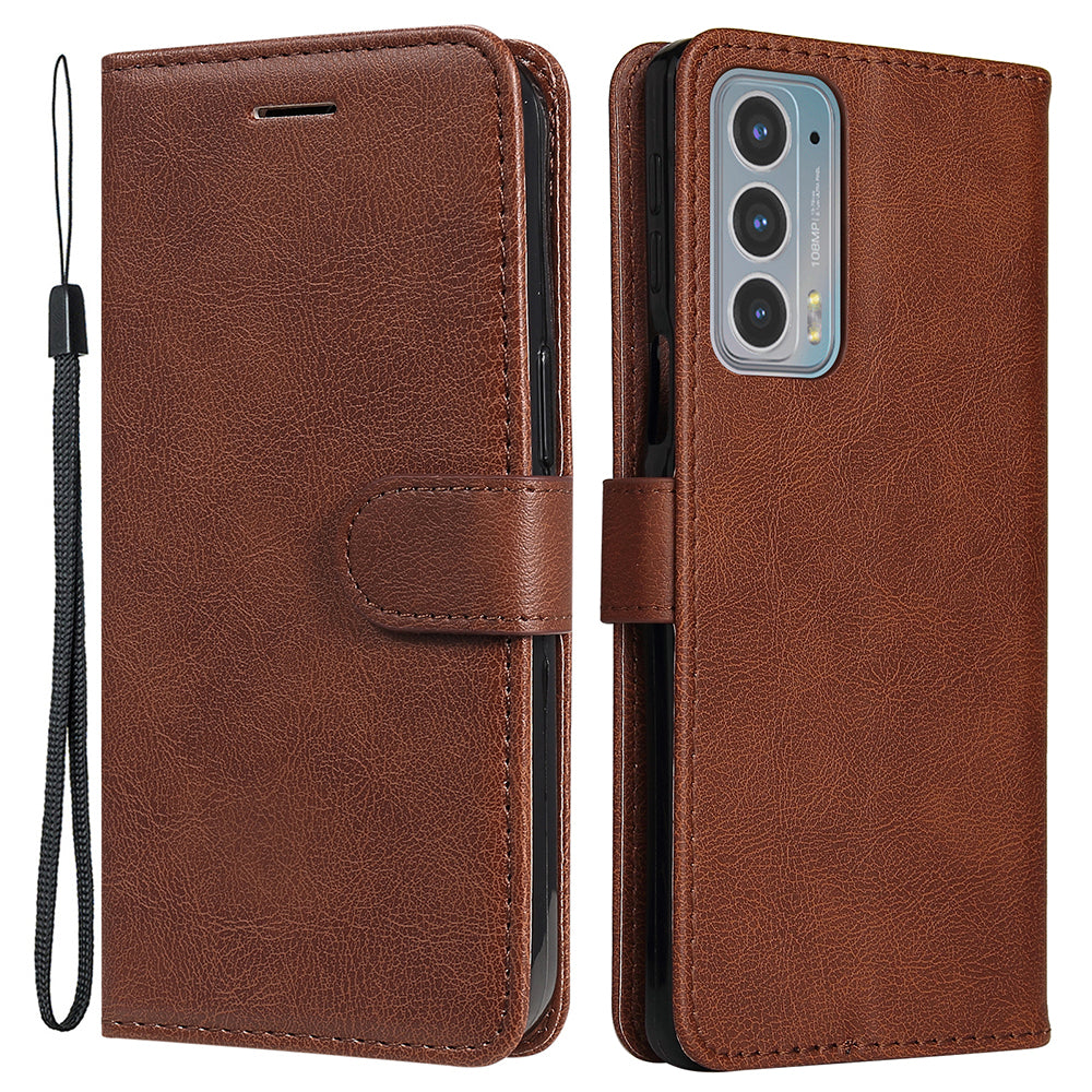 KT Leather Series-2 Shockproof PU Leather Case Phone Protective Cover with Wallet Stand for Motorola Edge 20