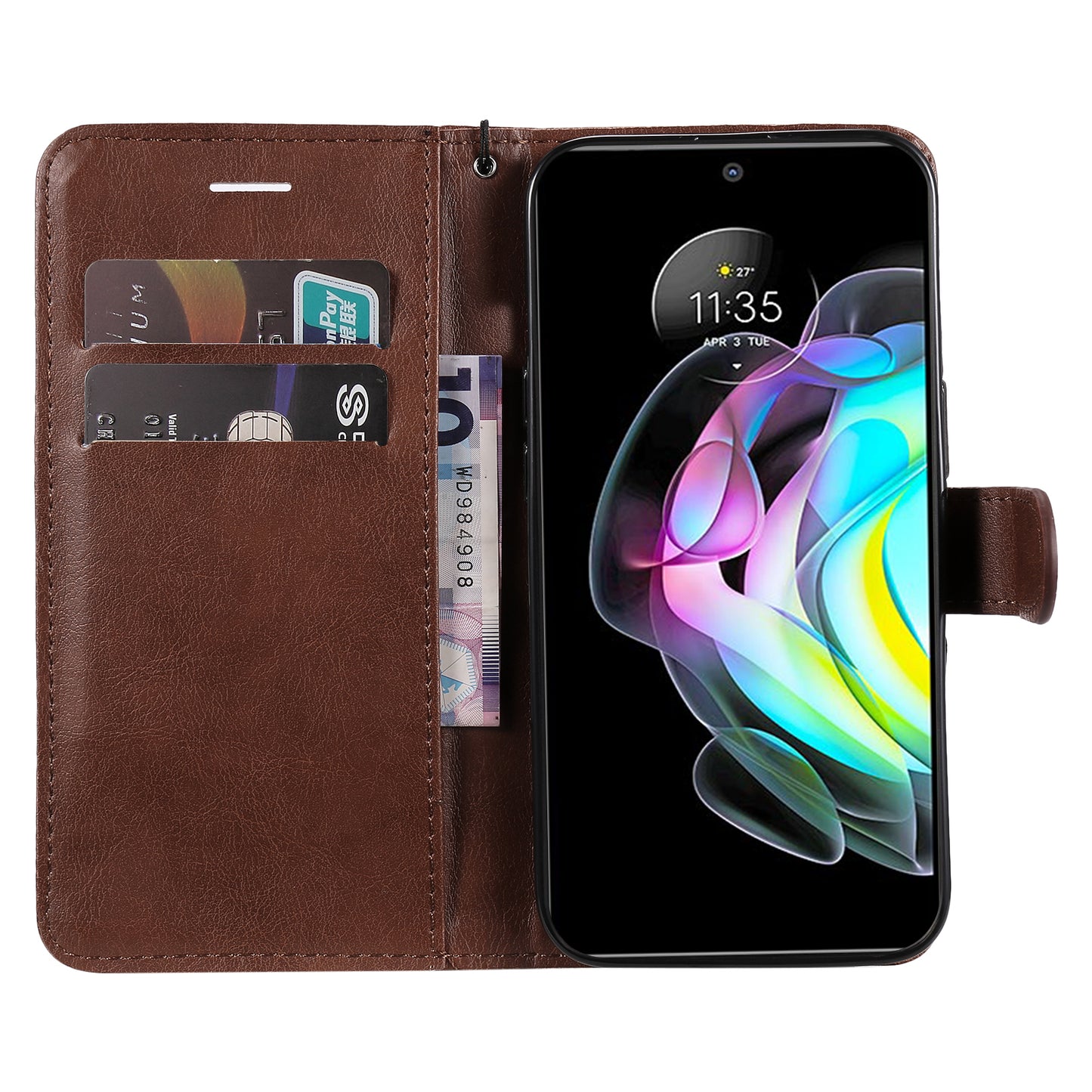 KT Leather Series-2 Shockproof PU Leather Case Phone Protective Cover with Wallet Stand for Motorola Edge 20