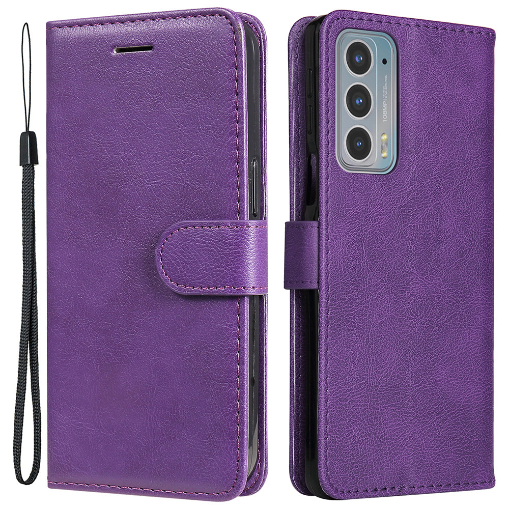 KT Leather Series-2 Shockproof PU Leather Case Phone Protective Cover with Wallet Stand for Motorola Edge 20