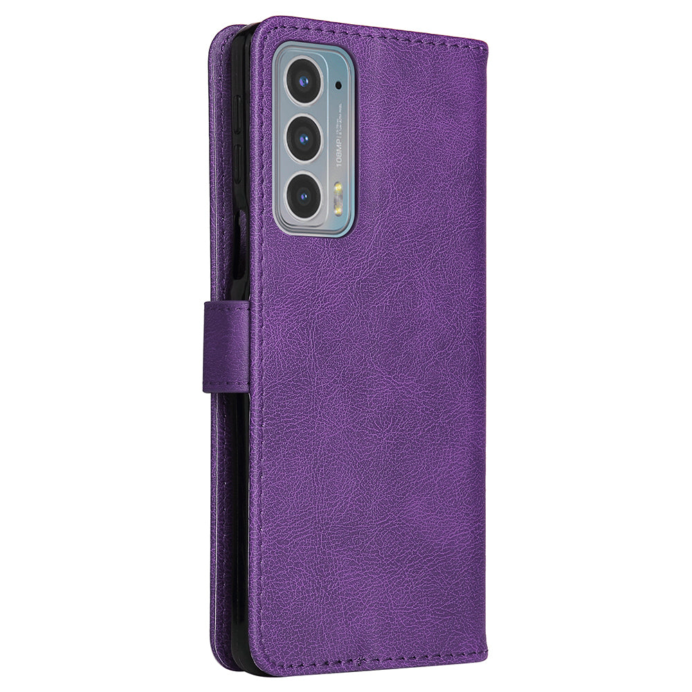 KT Leather Series-2 Shockproof PU Leather Case Phone Protective Cover with Wallet Stand for Motorola Edge 20