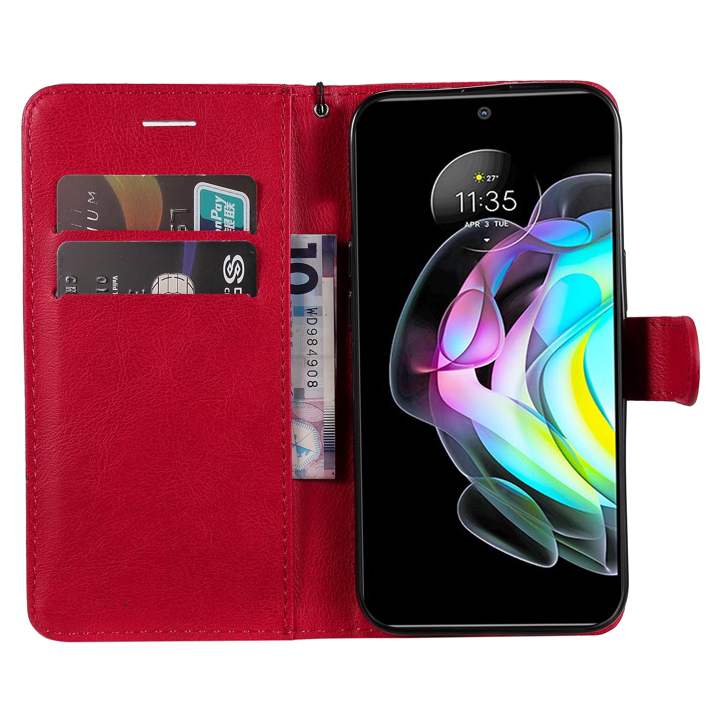 KT Leather Series-2 Shockproof PU Leather Case Phone Protective Cover with Wallet Stand for Motorola Edge 20