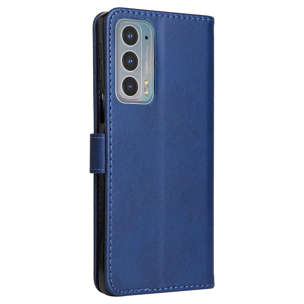 KT Leather Series-2 Shockproof PU Leather Case Phone Protective Cover with Wallet Stand for Motorola Edge 20