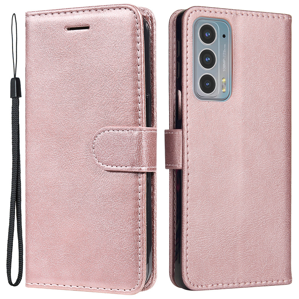 KT Leather Series-2 Shockproof PU Leather Case Phone Protective Cover with Wallet Stand for Motorola Edge 20