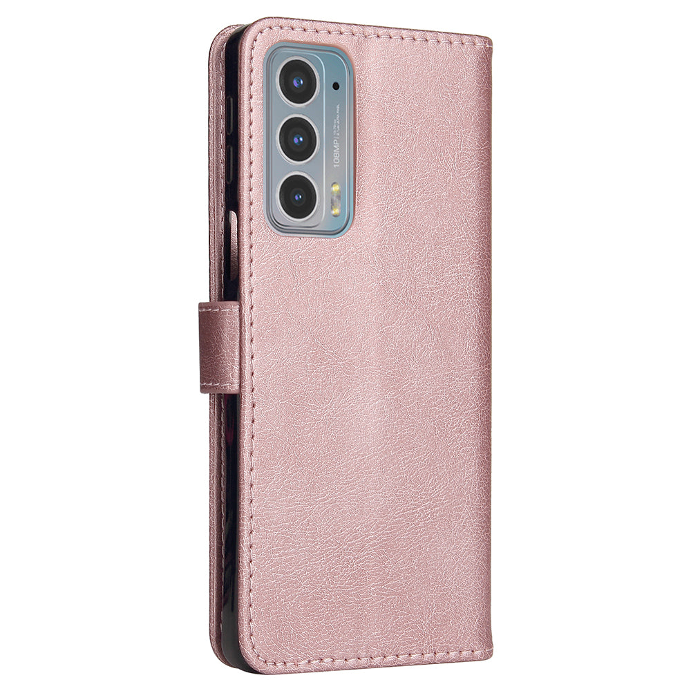 KT Leather Series-2 Shockproof PU Leather Case Phone Protective Cover with Wallet Stand for Motorola Edge 20