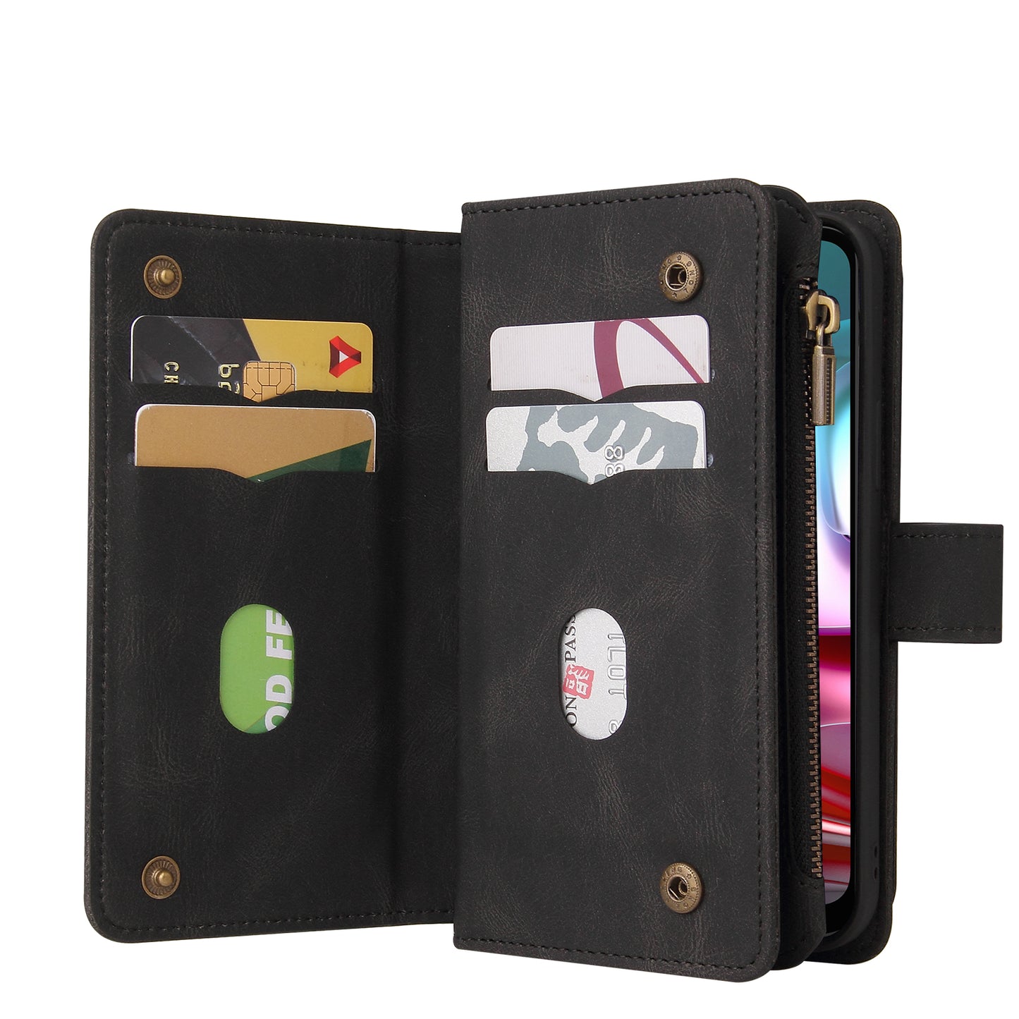 For Motorola Moto G10 / G30 Inner TPU+PU Leather Shell KT Multi-functional Series-2 Multiple Card Slots Phone Wallet Stand Case with Wrist Strap and Zipper Pocket