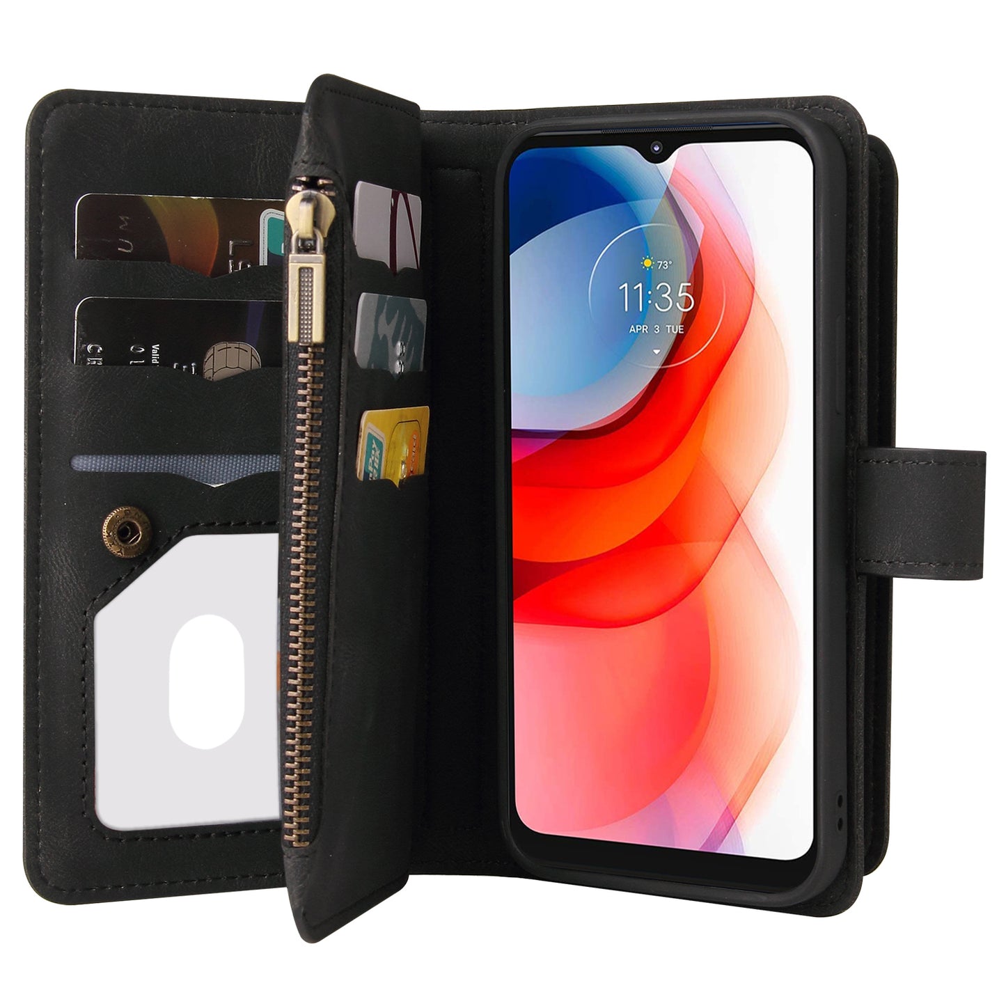 For Motorola Moto G Play (2021) KT Multi-functional Series-2 New PU Leather and TPU Flip Phone Case Stand Cover with Wrist Strap and Zipper Pocket