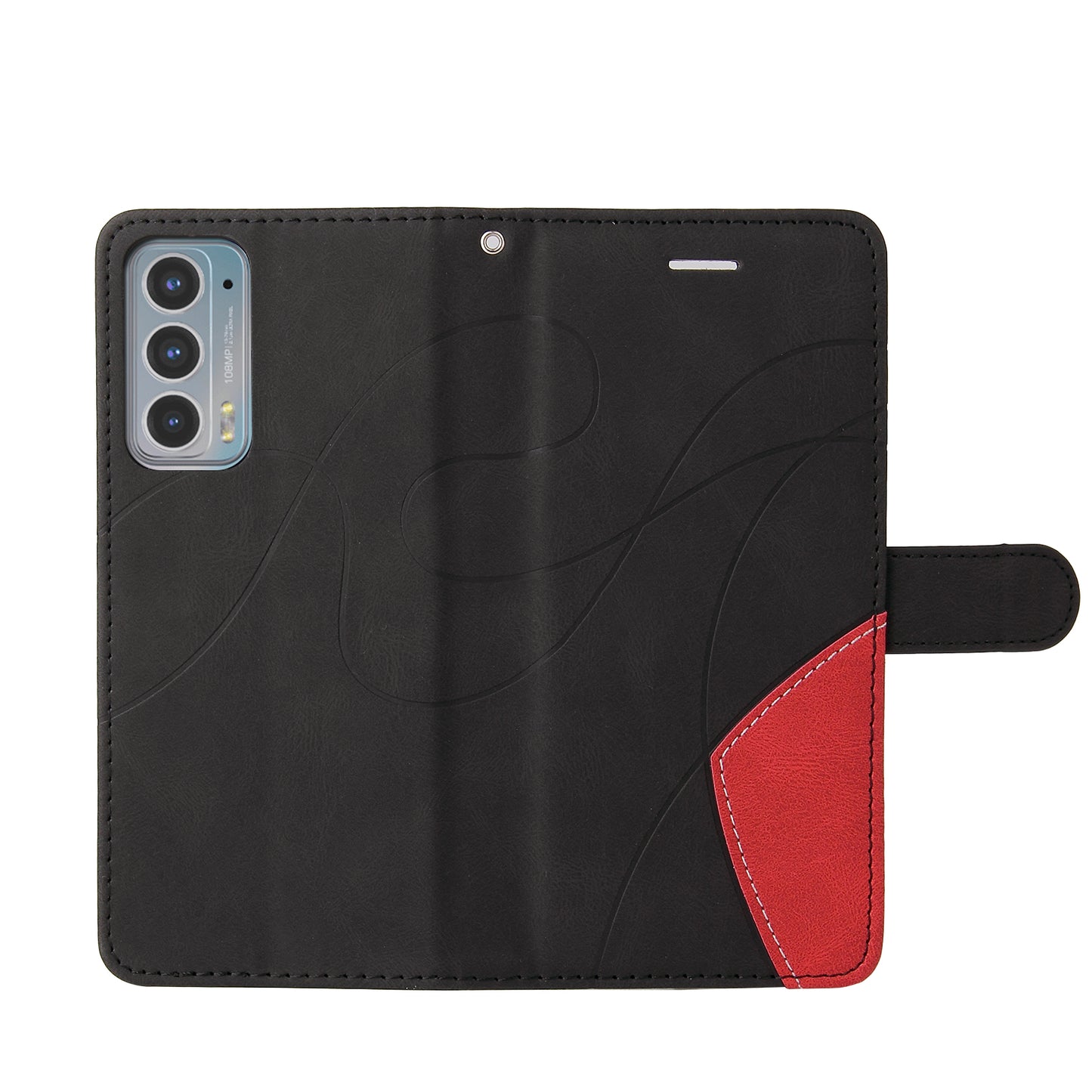 KT Leather Series-1 Splicing Color PU Leather Wallet Magnetic Flip Phone Cover with Stand and Strap for Motorola Edge 20