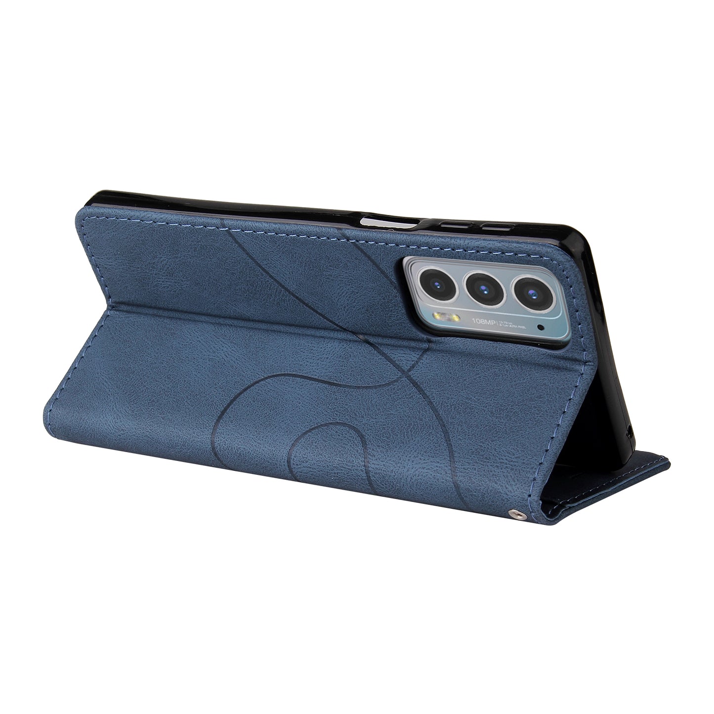 KT Leather Series-1 Splicing Color PU Leather Wallet Magnetic Flip Phone Cover with Stand and Strap for Motorola Edge 20