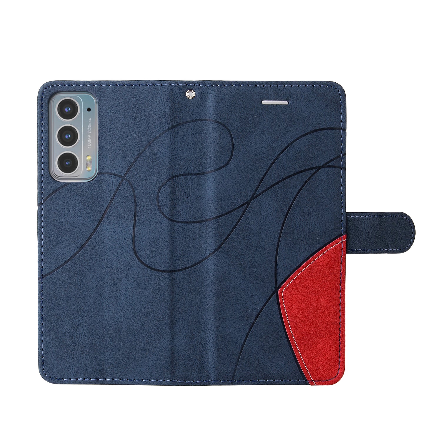 KT Leather Series-1 Splicing Color PU Leather Wallet Magnetic Flip Phone Cover with Stand and Strap for Motorola Edge 20