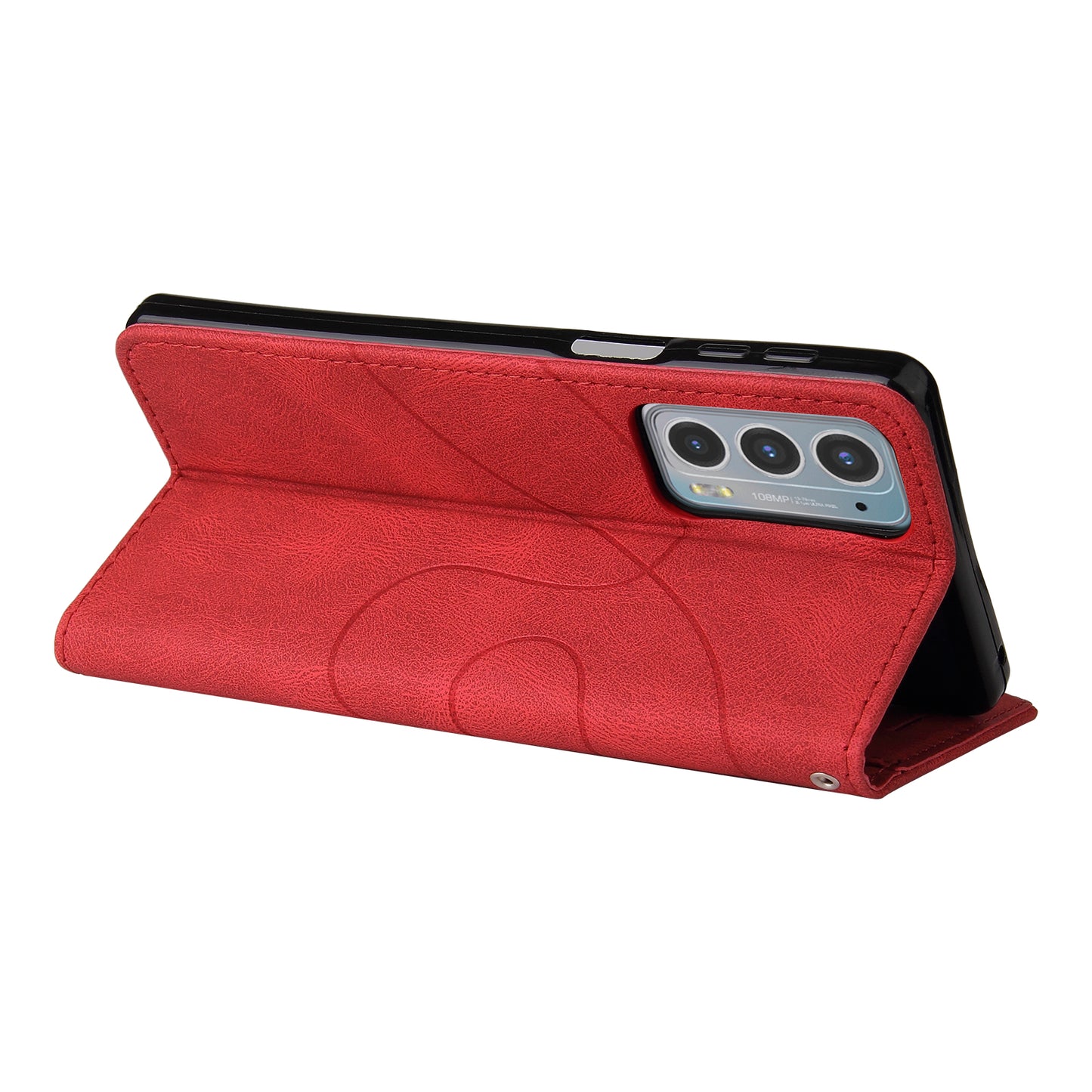 KT Leather Series-1 Splicing Color PU Leather Wallet Magnetic Flip Phone Cover with Stand and Strap for Motorola Edge 20